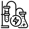 A black and white icon of chemical transfer