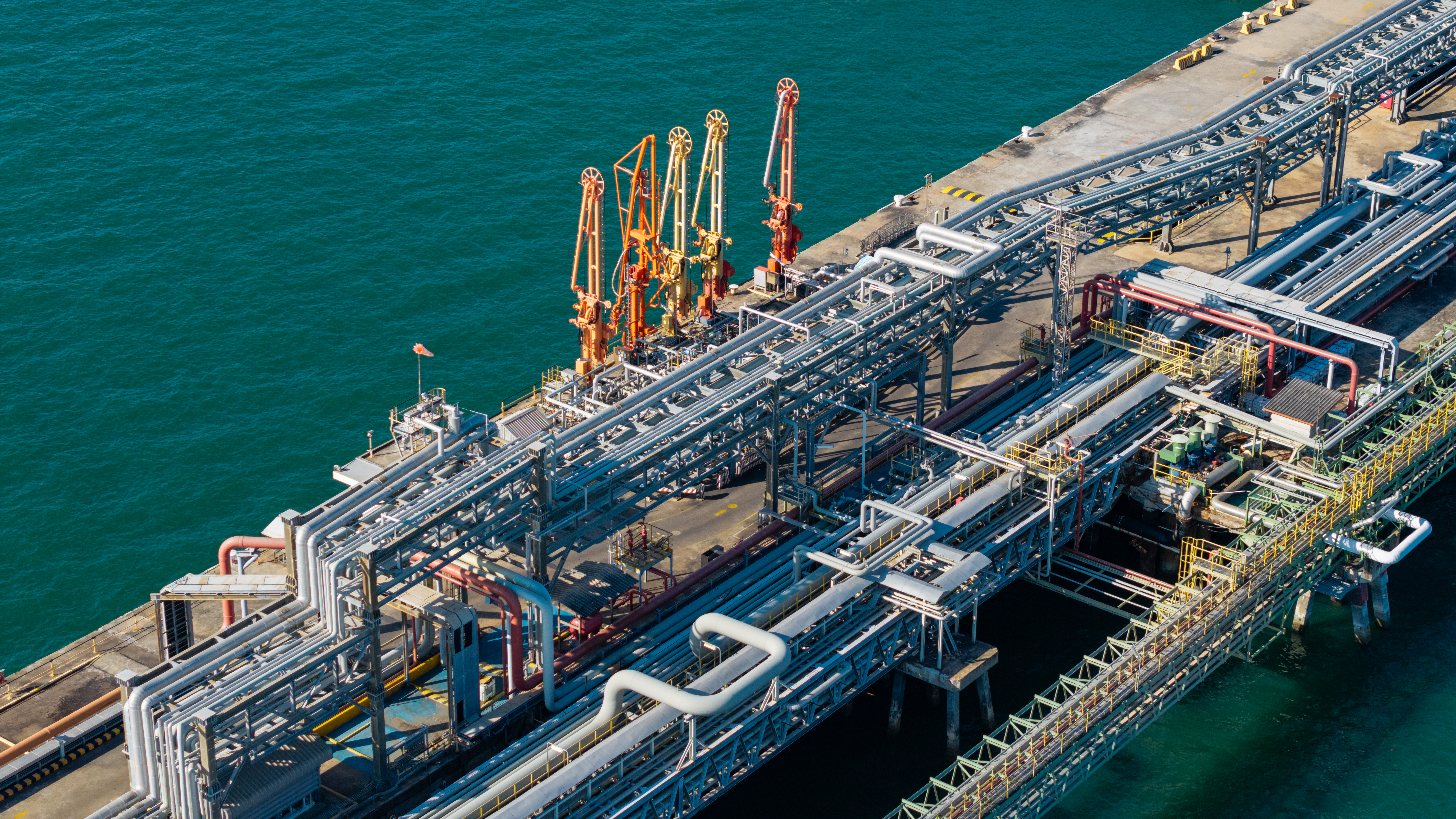 Oil tanker docked at offshore terminal